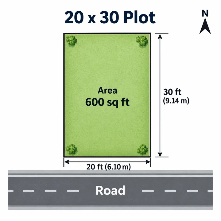Sattva Ekatra 20 x 30 ft plot plan, 600 sq ft (6.10 x 9.14 m)