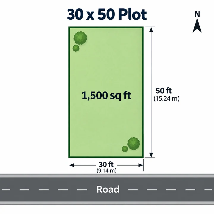Sattva Ekatra 30 x 50 ft plot plan, 1,500 sq ft (9.14 x 15.24 m)